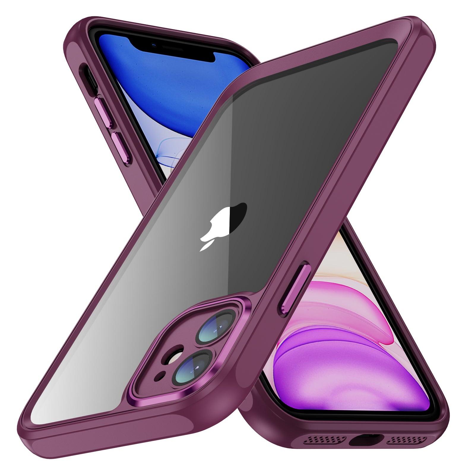 Til iPhone 11 Hybrid Stødsikker TPU + Akryl telefonetui Metal kameraramme Klart bagcover Til iPhone 11 Hybrid Stødsikker TPU + Akryl telefonetui Metal kameraramme Klart bagcover